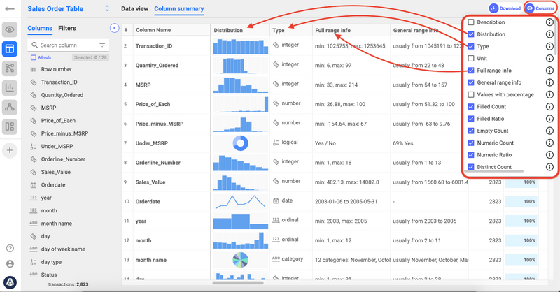 Add or remove columns